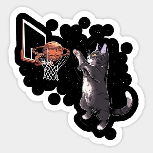 Cat Dunking Basketball Gifts Men Women Kids Funny Cat Sticker